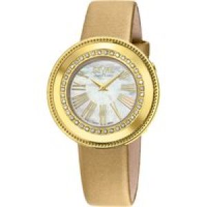 Gevril Womens Gandria Swiss Diamond White MOP Dial, Genuine Italian Made Gold Leather Watch – One Size