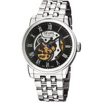 Gevril Mens Vanderbilt Black Dial Stainless Steel Watch - One Size - Image 2
