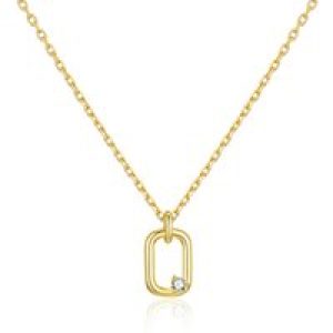 Gold Plated Paperclip Necklace Created with Zircondia® Crystals