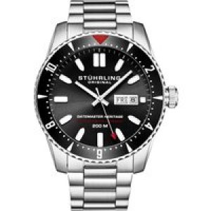 Stührling Mens Swiss Automatic Datemaster Heritage 1004 44mm Watch – Silver – One Size