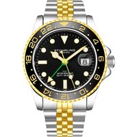 Stührling Mens Black and Yellow Meridian GMT Quartz 42mm - Silver - One Size - Image 2