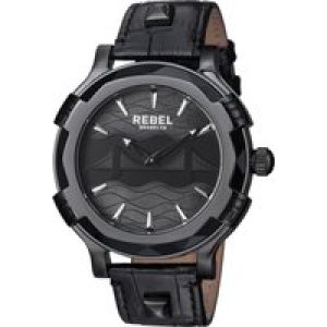 Rebel Mens Brooklyn Bridge Black Dial Leather Watch – One Size