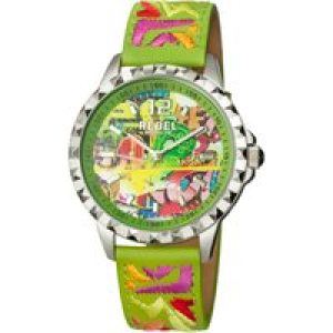 Rebel WoMens Dumbo Lime Green Dial Leather Watch – One Size