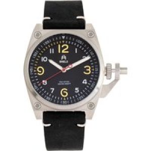 Shield Pascal Leather-Band Mens Diver Watch – Silver Stainless Steel – One Size