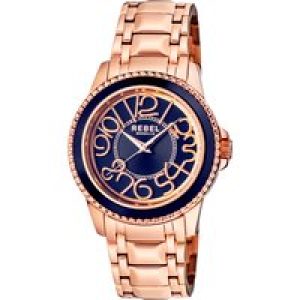 Rebel Mens Unisex Williamsburg Blue Dial Stainless Steel Watch – Rose – One Size