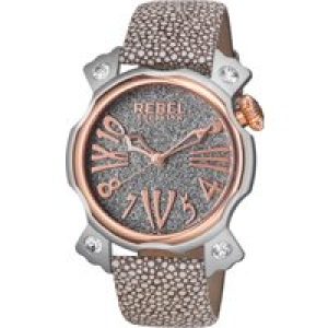 Rebel WoMens Coney Island White Dial Leather Watch – Tan – One Size