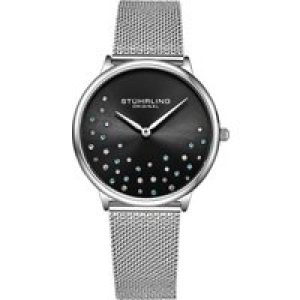 Stührling Womens Silver and Black Symphony Quartz 38mm – One Size