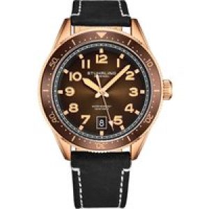 Stührling Mens Rose Gold and Brown Quartz 42mm – One Size
