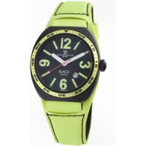 Montres de Luxe : mens avio black watch – Green Leather – One Size