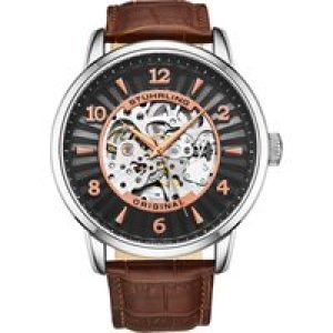 Stührling Mens Brown Automatic 48mm – Silver – One Size