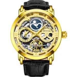 Stührling Mens Black and Gold Anatol Automatic 46mm – One Size
