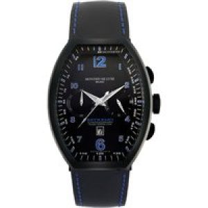 Montres de Luxe : mens estremo black watch Leather – One Size