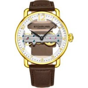 Stührling Mens Brown and Yellow Gold Bridge Quartz 42mm – One Size