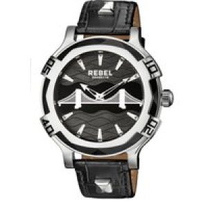 Rebel Mens Brooklyn Bridge Black Dial Leather Watch – One Size