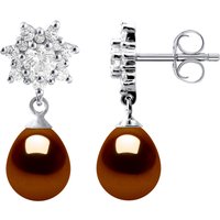 Diadema Womens Earrings Dangle Freshwater Pearls 7-8mm Chocolate Pears Jewelery 925 - Brown Silver - One Size - Image 2