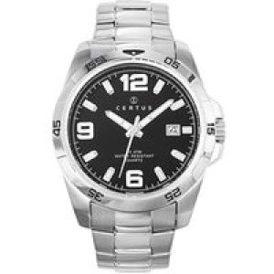 Certus : Mens Black Watch – Silver Stainless Steel – One Size