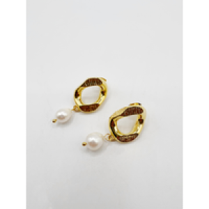 SVNX Womens Chunky Hoop with Faux Pearl Earrings – Gold Brass (archived) – One Size