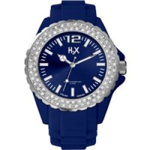 Hourex H2X WoMens SS382DB1 Reef Stones Luminous Water Resistant Blue Soft Rubber Watch – One Size