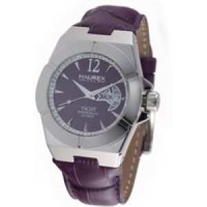 Haurex Italy Womens Purple Dial Leather Band Watch – One Size