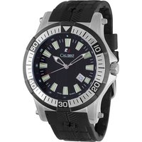 Calibre Mens Hawk Date Swiss Made Movement Watch Black Rubber Strap Black/Orange Dial - One Size - Image 2