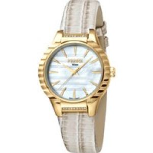 Ferre Milano Womens Ladies White Mother of Pearl Dial Ivory Leather Strap Watch – One Size