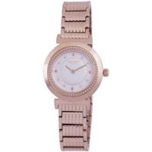 Johan Eric : djursland, WoMens, silver dial watch, applied screw like indexes w swarovski crystals, rose gold ip coated stainless steel case & bracelet.. – One Size