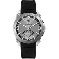 Pierre Petit : Mens Serie Le Mans Silver Watch - Black Leather - One Size - Image 2
