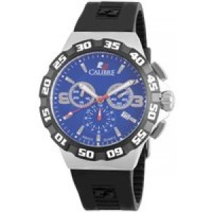 Calibre Mens Lancer Swiss Made Movement Watch Black Rubber Blue L3 Dial – One Size