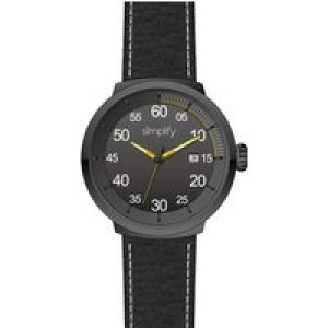 Simplify Unisex The 7100 Leather-Band Watch w/Date – Yellow Stainless Steel – One Size