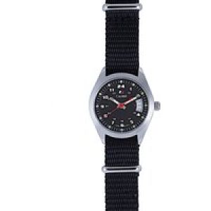 Calibre WoMens Trooper Lady Swiss Made Movement Watch Black Canvas Strap Dial – One Size