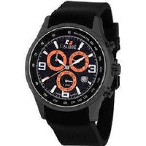 Calibre Mens Mauler Swiss Made Movement Watch Black Silicone Strap Dial – One Size