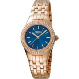 Ferre Milano FM1L089M0081 WoMens Dark Blue Dial Stainless Steel Watch – Rose Gold – One Size