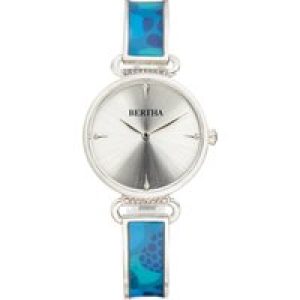 Bertha Womens Katherine Enamel-Designed Bracelet Watch – Blue Stainless Steel – One Size