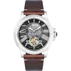 Thomas Earnshaw Bertha Limited Edition Open Heart Mens Automatic Jet Black Watch ES-8244-01 – Silver & Brown – One Size