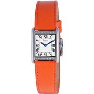 Freelook Womens : LADIES QA WHITE DIAL ROMAN NUMERALS ORANGE BAND WATCH Leather – One Size