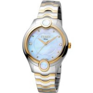 Ferre Milano FM1L083M0071 WoMens White Mother of Pearl Dial Stainless Steel Watch – Silver & Gold – One Size