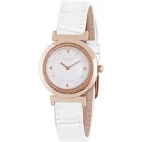 Johan Eric : djursland, WoMens, silver dial watch, applied screw like indexes w swarovski crystals, white genuine leather with crocodile pattern top.. - One Size - Image 2