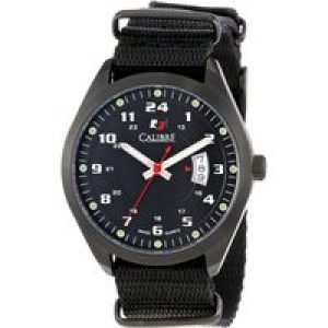 Calibre Mens Trooper Swiss Made Movement Watch Black Canvas Strap Dial – One Size