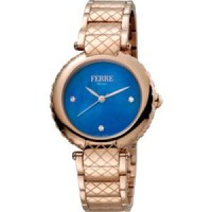 Ferre Milano FM1L099M0071 WoMens Silver, Inner White Mother of Pearl Dial Stainless Steel Watch – Rose Gold – One Size