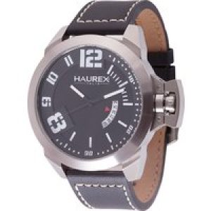 Haurex Italy Mens :storm black dial watch Leather – One Size
