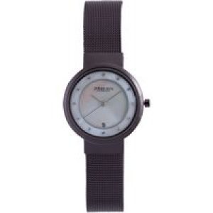 Johan Eric : Arhus, WoMens, MOP dial Watch w Swarovski crystal indices,Brown IP stainless steel case and mesh bracelet – One Size