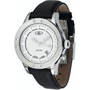 Gio Monaco : Mens Estasi White Watch – Black Leather – One Size