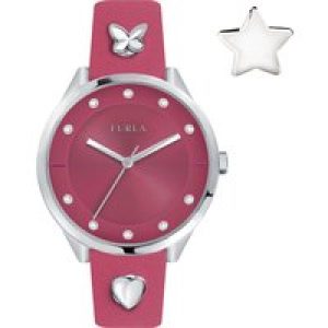 Furla WoMens Pin Pink Dial Calfskin Leather Watch – One Size