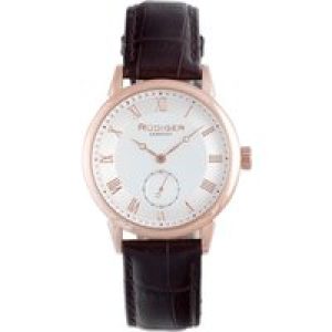 Rudiger : mens leipzig silver watch – Brown Leather – One Size