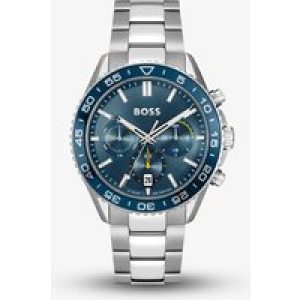 BOSS Mens Runner Stainless Steel & Blue Chronograph Watch