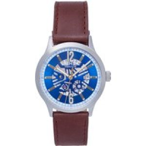 Heritor Automatic Mens Dayne Leather-Band Watch w/Date – White/Blue Stainless Steel – One Size