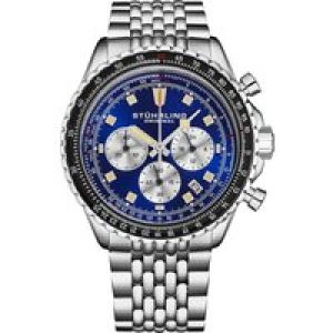 Stührling Mens Japanese Chronograph RaceWay 1010 44mm Quartz Watch – Blue – One Size