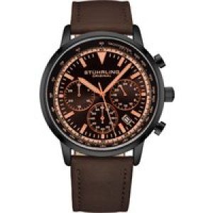 Stührling Mens Monaco Chronograph with Tachymeter Quartz 3986L 44mm Watch – Brown – One Size