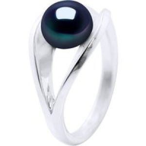 Ateliers Saint Germain Womens Ring Real Cultured Freshwater Pearl Bonton 8-9 mm – Black Silver – Size T 1/2