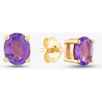 9ct Yellow Gold Oval Cut Amethyst Stud Earrings OJS0006E-AM 9KY - Image 2